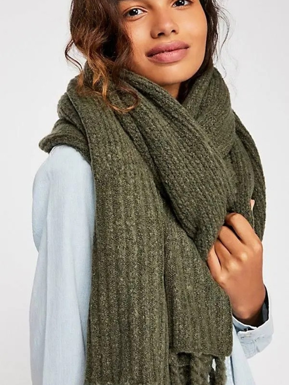 Free People JADEN black Ribbed Knit Scarf - Women Accessories (Read Description)